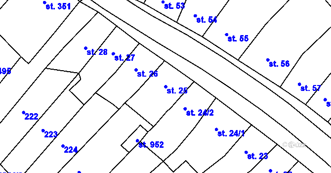 Parcela st. 25 v KÚ Radnice u Rokycan, Katastrální mapa