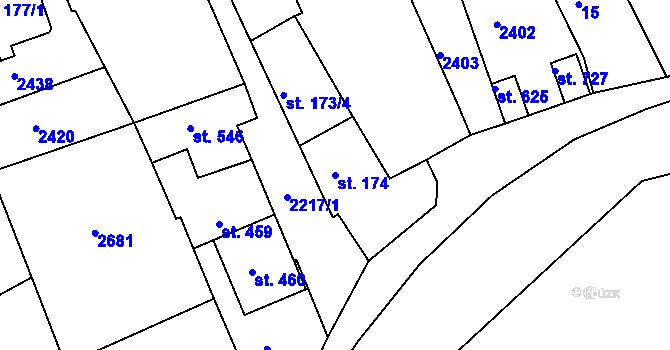 Parcela st. 174 v KÚ Radnice u Rokycan, Katastrální mapa