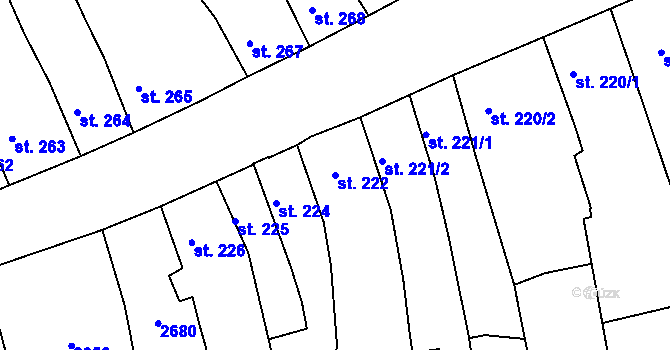 Parcela st. 222 v KÚ Radnice u Rokycan, Katastrální mapa