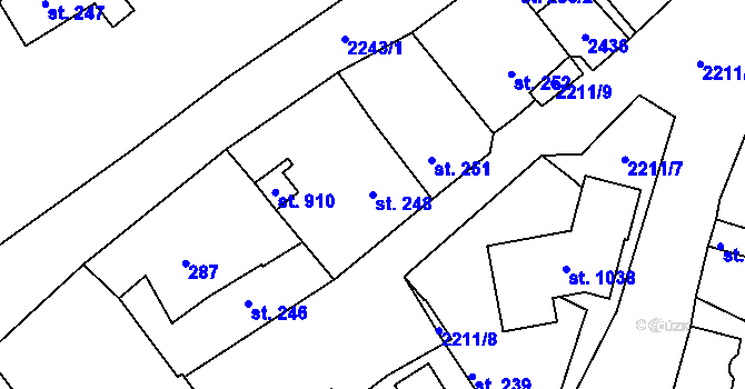 Parcela st. 248 v KÚ Radnice u Rokycan, Katastrální mapa