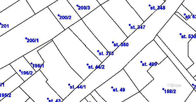 Parcela st. 373 v KÚ Radnice u Rokycan, Katastrální mapa