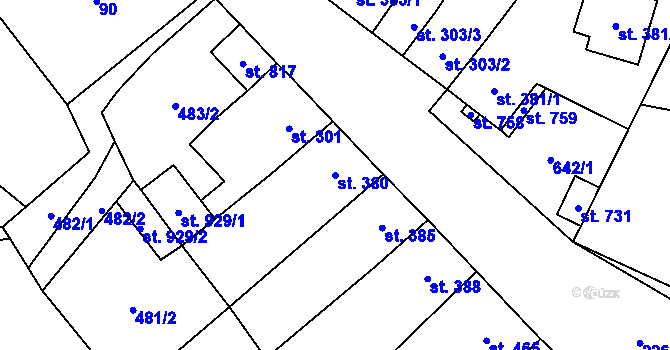 Parcela st. 380 v KÚ Radnice u Rokycan, Katastrální mapa