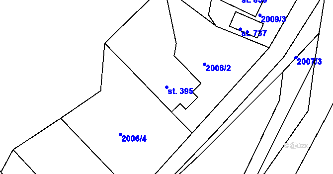 Parcela st. 395 v KÚ Radnice u Rokycan, Katastrální mapa