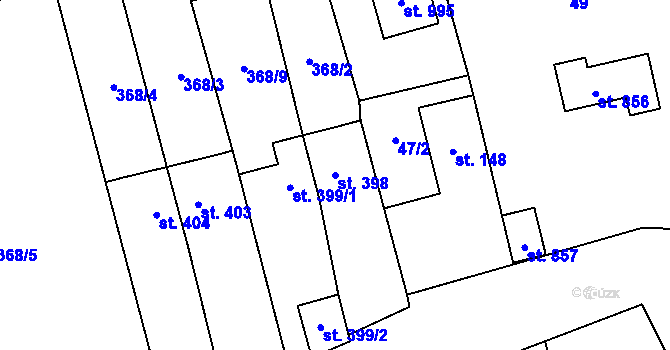 Parcela st. 398 v KÚ Radnice u Rokycan, Katastrální mapa