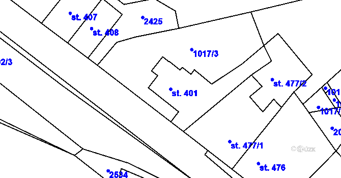 Parcela st. 401 v KÚ Radnice u Rokycan, Katastrální mapa