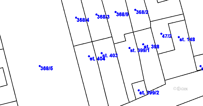 Parcela st. 403 v KÚ Radnice u Rokycan, Katastrální mapa
