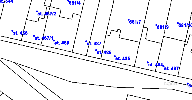 Parcela st. 486 v KÚ Radnice u Rokycan, Katastrální mapa