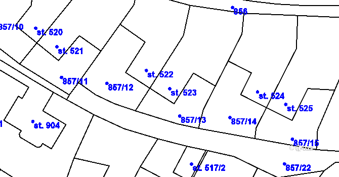 Parcela st. 523 v KÚ Radnice u Rokycan, Katastrální mapa