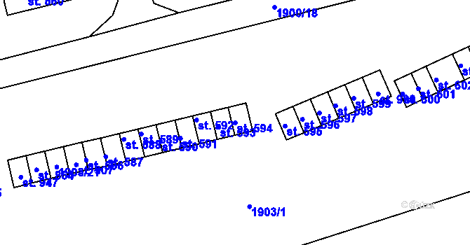 Parcela st. 594 v KÚ Radnice u Rokycan, Katastrální mapa