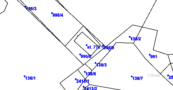 Parcela st. 772 v KÚ Radnice u Rokycan, Katastrální mapa