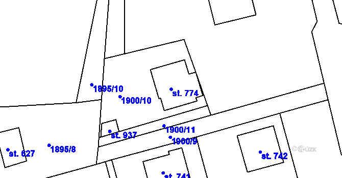 Parcela st. 774 v KÚ Radnice u Rokycan, Katastrální mapa