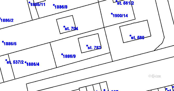 Parcela st. 783 v KÚ Radnice u Rokycan, Katastrální mapa