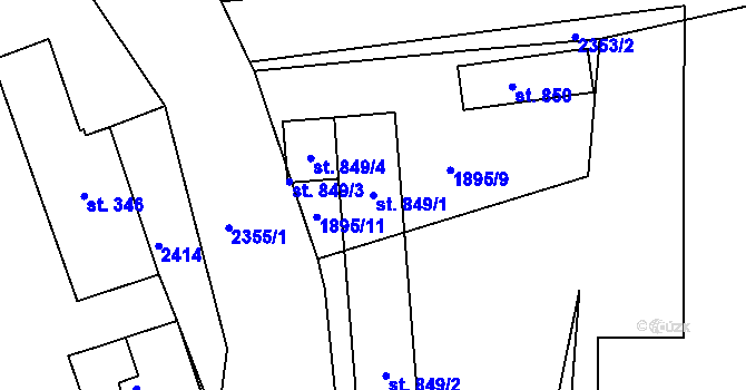 Parcela st. 849/1 v KÚ Radnice u Rokycan, Katastrální mapa