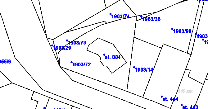 Parcela st. 884 v KÚ Radnice u Rokycan, Katastrální mapa