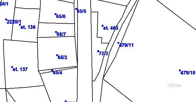 Parcela st. 72/2 v KÚ Radnice u Rokycan, Katastrální mapa