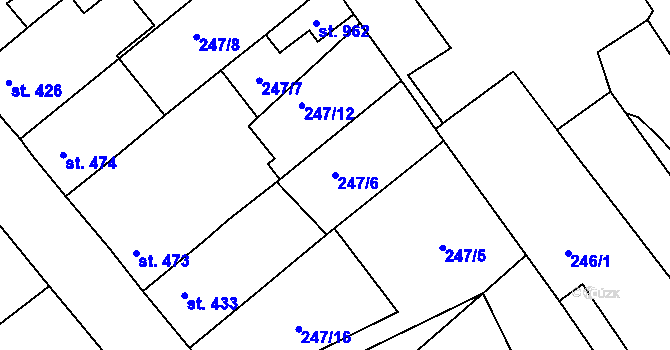 Parcela st. 247/6 v KÚ Radnice u Rokycan, Katastrální mapa
