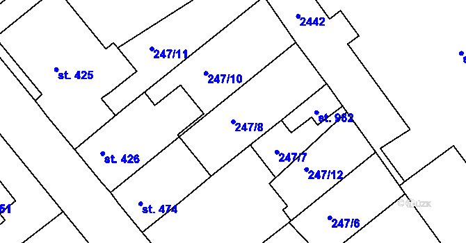 Parcela st. 247/8 v KÚ Radnice u Rokycan, Katastrální mapa