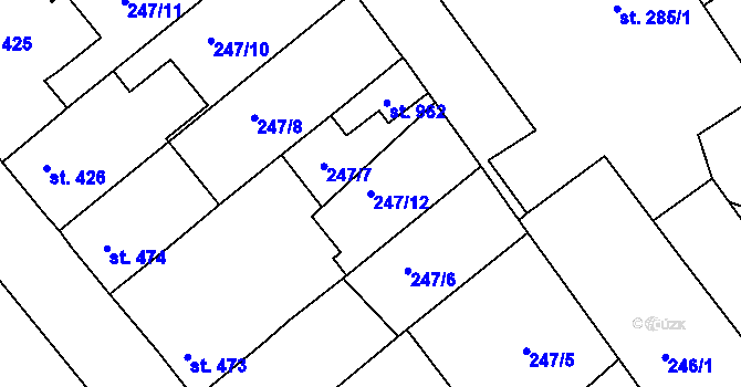 Parcela st. 247/12 v KÚ Radnice u Rokycan, Katastrální mapa