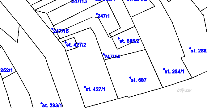 Parcela st. 247/14 v KÚ Radnice u Rokycan, Katastrální mapa
