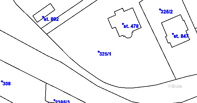 Parcela st. 325/1 v KÚ Radnice u Rokycan, Katastrální mapa