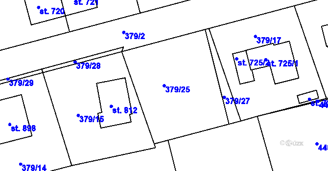 Parcela st. 379/25 v KÚ Radnice u Rokycan, Katastrální mapa