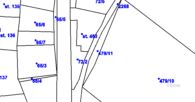 Parcela st. 479/11 v KÚ Radnice u Rokycan, Katastrální mapa