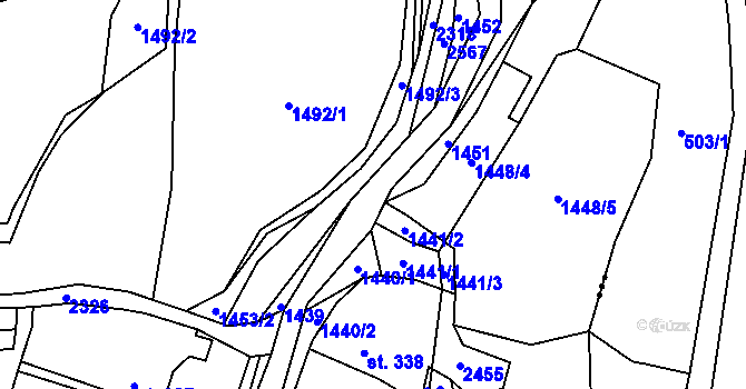Parcela st. 2398 v KÚ Radnice u Rokycan, Katastrální mapa