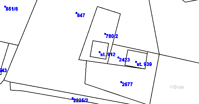 Parcela st. 912 v KÚ Radnice u Rokycan, Katastrální mapa
