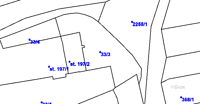 Parcela st. 33/3 v KÚ Radnice u Rokycan, Katastrální mapa