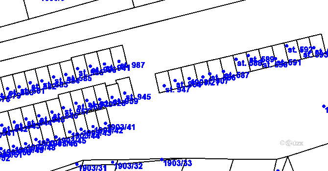 Parcela st. 947 v KÚ Radnice u Rokycan, Katastrální mapa