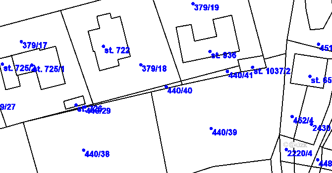 Parcela st. 440/40 v KÚ Radnice u Rokycan, Katastrální mapa