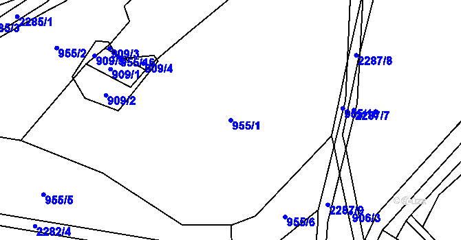 Parcela st. 955/1 v KÚ Radnice u Rokycan, Katastrální mapa
