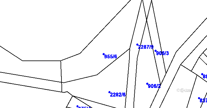 Parcela st. 955/6 v KÚ Radnice u Rokycan, Katastrální mapa