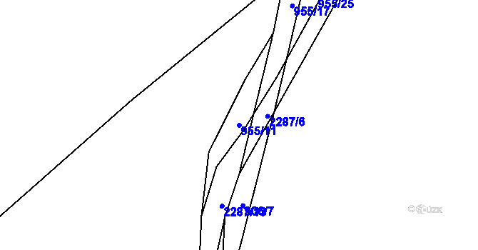 Parcela st. 955/11 v KÚ Radnice u Rokycan, Katastrální mapa