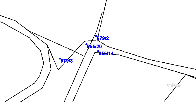 Parcela st. 955/14 v KÚ Radnice u Rokycan, Katastrální mapa