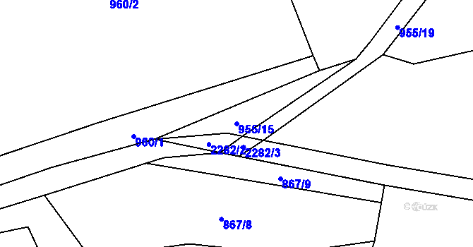 Parcela st. 955/15 v KÚ Radnice u Rokycan, Katastrální mapa