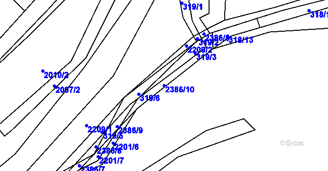 Parcela st. 2386/10 v KÚ Radnice u Rokycan, Katastrální mapa