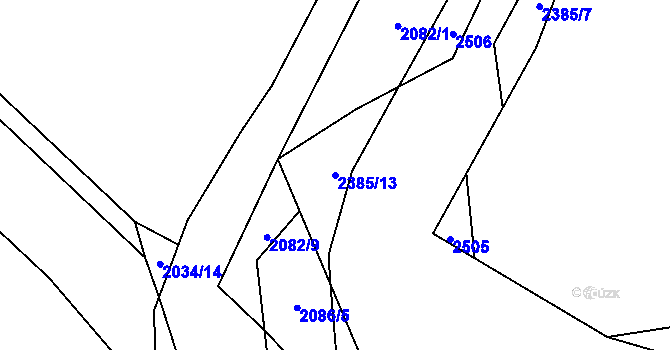 Parcela st. 2385/13 v KÚ Radnice u Rokycan, Katastrální mapa
