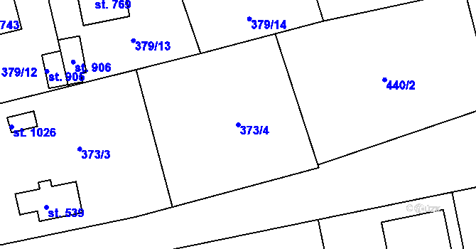 Parcela st. 373/4 v KÚ Radnice u Rokycan, Katastrální mapa