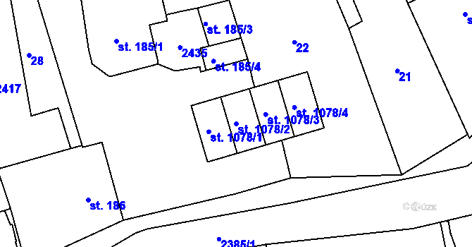 Parcela st. 1078/2 v KÚ Radnice u Rokycan, Katastrální mapa