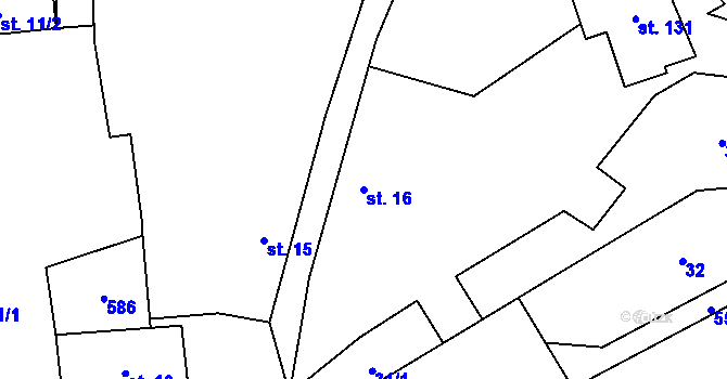 Parcela st. 16 v KÚ Skomelno, Katastrální mapa