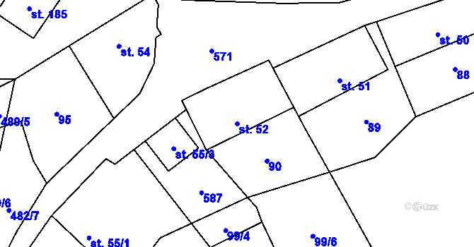 Parcela st. 52 v KÚ Skomelno, Katastrální mapa