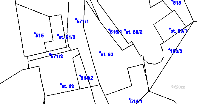 Parcela st. 63 v KÚ Skomelno, Katastrální mapa