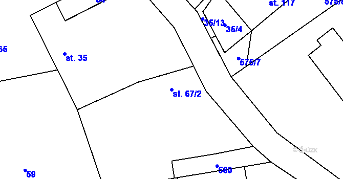 Parcela st. 67/2 v KÚ Skomelno, Katastrální mapa