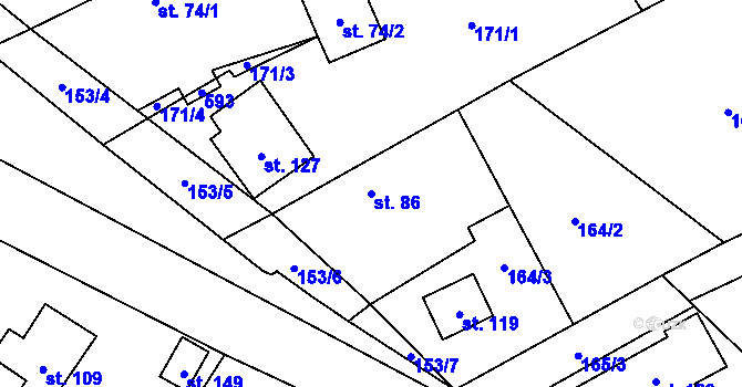Parcela st. 86 v KÚ Skomelno, Katastrální mapa