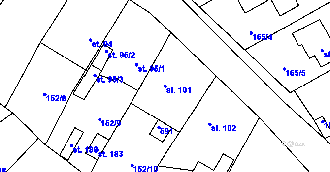 Parcela st. 101 v KÚ Skomelno, Katastrální mapa