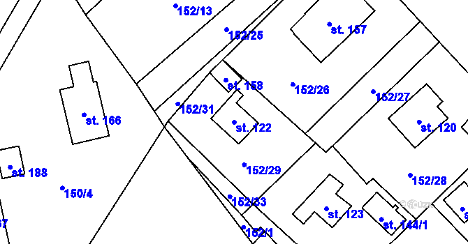 Parcela st. 122 v KÚ Skomelno, Katastrální mapa