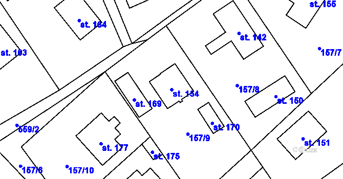 Parcela st. 154 v KÚ Skomelno, Katastrální mapa