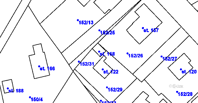 Parcela st. 158 v KÚ Skomelno, Katastrální mapa