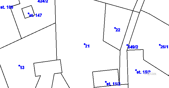 Parcela st. 21 v KÚ Skomelno, Katastrální mapa